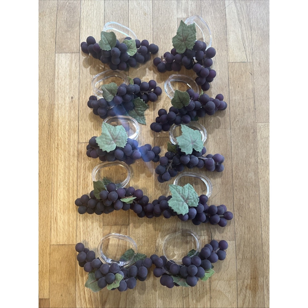 Grape Cluster Vine Napkins Rings Set of 10 Retro  MCM Style Table Decor